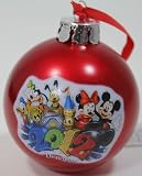 Disneyland Mickey and Friends '2012' Holiday Ball Glass Ornament - Disney Parks Exclusive & Limited Availability