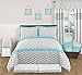 Sweet Jojo Designs 4 Piece Queen Sheet Set for Turquoise and Gray Zig Zag Bedding Collection by