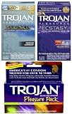 Trojan Pleasures Ecstasy Fire and Ice, Bareskin, and Pleasure Pack Condoms Retail Boxes Variety Pack   Bulgeinbulks Collection of Most Popular Trojan Condoms