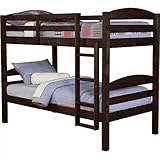 WE Furniture Twin / Twin Solid Wood Bunk Bed - Espresso