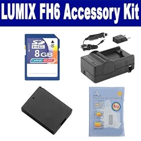 Panasonic LUMIX FH6 Digital Camera Accessory Kit includes: ACD341 Battery, PT71 Charger, ZELCKSG Care & Cleaning, KSD48GB Memory Card