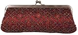 Satin and Beaded Flower Design Clutch, with Metal Frame Evening Bag - Rio Bag