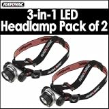 Rayovac V-SPHTLED 3 in 1 LED Head-Lite Headlamp (Headlight) Flashlight Bundle of Two (2)