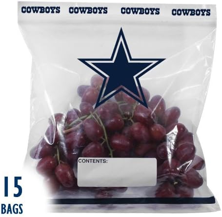 Spectrum 5817-20002 NFL Plastic Dallas Cowboys Press to Close Gallon Food Storage Bag (Pack of 15)