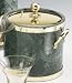 Kraftware 61058 Jade Marble with Brass 3 Quart Ice Bucket with Side Handles, Bands and Metal Cover