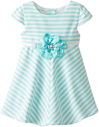 Youngland Baby-Girls Newborn Stripe Ponte Dress, Mint/White, 18 Months