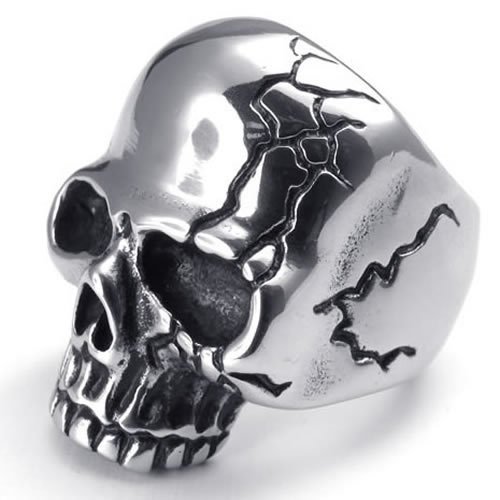  KONOV Bijoux Bague Homme - Rétro Tête de mort - Gothique Tribal - Biker - Acier Inoxydable - Anneaux - Fantaisie - pour Homme - Couleur Noir Argent - Avec Sac Cadeau - F22466 - Taille 62