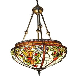 Baroque Tiffany-Style Pendant Lamp by 1908 Studios