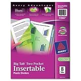 Avery  Big Tab Two-Pocket Insertable Plastic Dividers, 8-Tab Set, 1 Set  (11907)