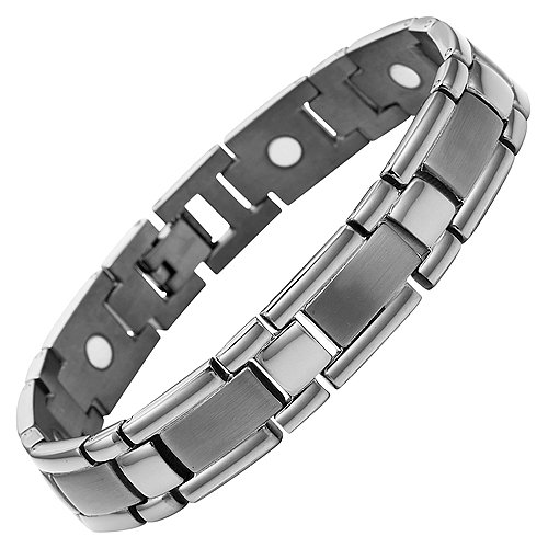 Willis Judd Mens Gunmetal Titanium Magnetic Bracelet In Black Velvet Gift Pouch + Free Link Removal Tool