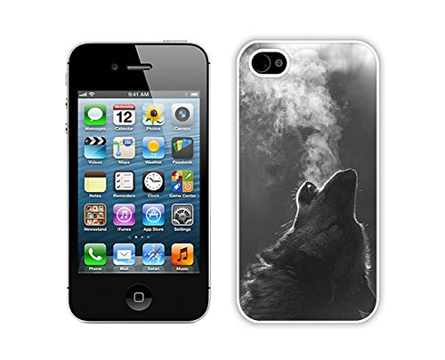 Zhuxiuhu Winter Wolf Howling iPhone 4 4S Case White Cover Good Review cell phone cases