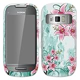 Fincibo (TM) Red Flowers on Blue 2D Hard Protector Case Cover For Nokia Ast ....