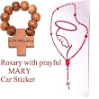 Large Transparent Rosary with Blessed Mother Mary sticker for your car ( 18 x 9 cm - 7 x 3.5 inches) + Olive wood Finger Rosary from Bethlehem