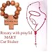 Large Transparent Rosary with Blessed Mother Mary sticker for your car ( 18 x 9 cm - 7 x 3.5 inches) + Olive wood Finger Rosary from Bethlehem