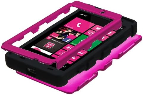 For NOKIA LUMIA 520 TUFF CASE HYBRID 3-LAYER COMBO PHONE COVER RUGGED PROTECTOR SOFT SKIN HARD CASE + (PHONELICIOUS)TM STYLUS (Pink / Black Tuff)