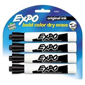Expo Original Chisel Tip Dry Erase Markers, 4 Black Markers