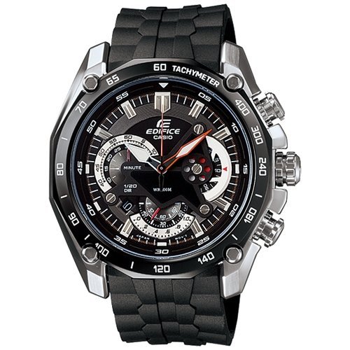 Casio Men's EF550-1AV Black Resin Quartz Watch with Black Dial