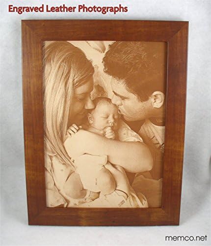 Engraved Leather Photograph - 3rd Anniversary, Wedding Photograph, Baby Photo, 5" x 7" FRAMED