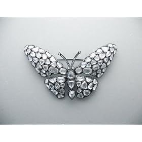 18k White Gold Diamond Butterfly Brooch by Almaz