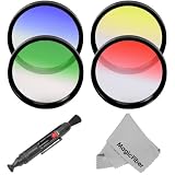 Essential 72MM Lens Filter Kit for CANON (EF 35mm f/1.4L, EF 85mm f/1.2L II, EF 135mm f/2L), NIKON (85mm f/1.4, 18-200mm f/3.5-5.6G) Lenses - Includes: Graduated Color Filter Kit (Red, Green, Yellow and Blue) + Lens Cleaning Pen + Premium MagicFiber Micro