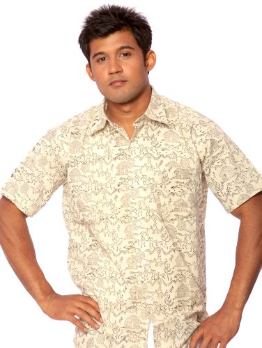 Ivory Khadi Shirt  Block-Printed Warli Motifs 