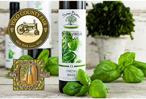 Sutter Buttes Fresh Basil California Extra Virgin Olive Oil, 250ml (16.9oz)