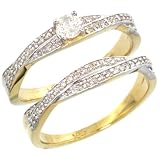 14k Gold 2-Pc Diamond Engagment Ring Set w 0.36 Carat Brilliant Cut ( H-I Color; VS2-SI1 Clarity ) Diamonds - 1 4 in. (7mm) wide - size 7.5