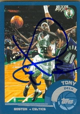 Tony Delk Autographed/Hand Signed Basketball Card (Boston Celtics) 2002 Topps #81