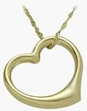 14K Yellow Gold Thick Floating Heart Pendant