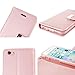 for iPhone 5C Case,L-FADNUT Luxury Flip PU Leather Case,Dual Card Slots Metal Megnetic Closure Stand Wallet Card Holder Case Cover for iPhone 5C - Rose Gold