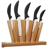 Chic Chefs 5-piece Ceramic  knife set with angled natural Rubberwood knife block