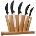Chic Chefs 5-piece Ceramic  knife set with angled natural Rubberwood knife block