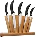 Chic Chefs 5-piece Ceramic  knife set with angled natural Rubberwood knife block
