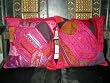 2 Pink Gujrati Embroidered Sari Toss Pillow Cushion Covers