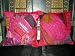 2 Pink Gujrati Embroidered Sari Toss Pillow Cushion Covers