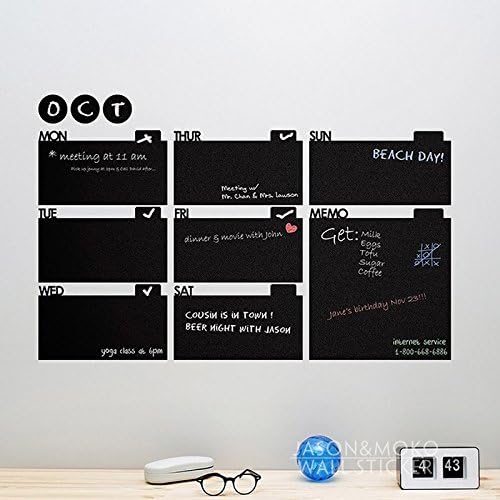 Weekly Memo Month Calendar Goal List Plan DIY Chalkboard Wall Decal Stickers Wallpaper Mural Kitchen Office Home Decor 60x90cm