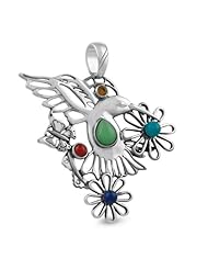 Fritz Casuse Sterling Silver Multi-Gemstone Hummingbird Pendant