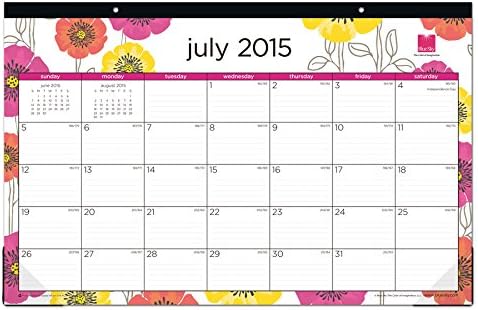 July 2015 - June 2016 Poppy Desk Pad Calendar 17x11