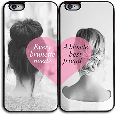 EZILLION Personalized TPU Silicone Protective Couple Case For iPhone 6S and 6S Plus [ Various Design for Choice ] [ Bumper Rubber Cover ] Every Brunette need A Blonde Best Friends