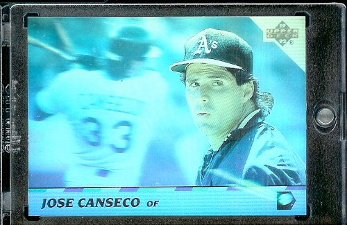 1992 Upper Deck HoloGram # 14 Jose Canseco Oakland Athletics Baseball Card- Mint Condition - In Protective ScrewDown Display Case!