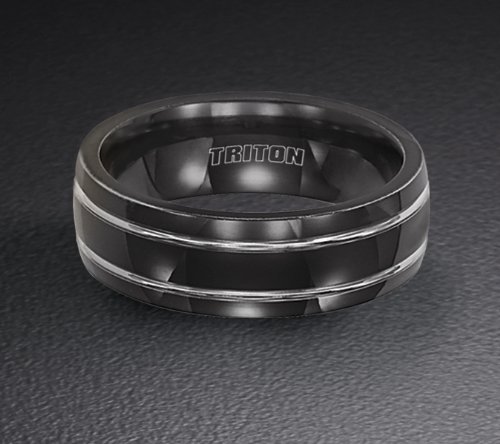 Triton Black Titanium Wedding Ring 11-2028BT onSale
