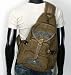 MENS RARE VINTAGE LOOK UNBALANCED MILITARY BACKPACK SLING HIKING BAG EB005 BEIGE