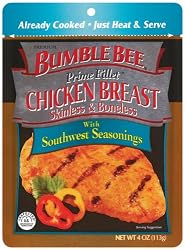Bumble Bee Foods Chicken Breast Pouch Southwest, 4-Ounce Packages (Pack of 12)