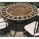Alfresco Home San Marco 48 In Round Dining Table With Umbrella Hol...