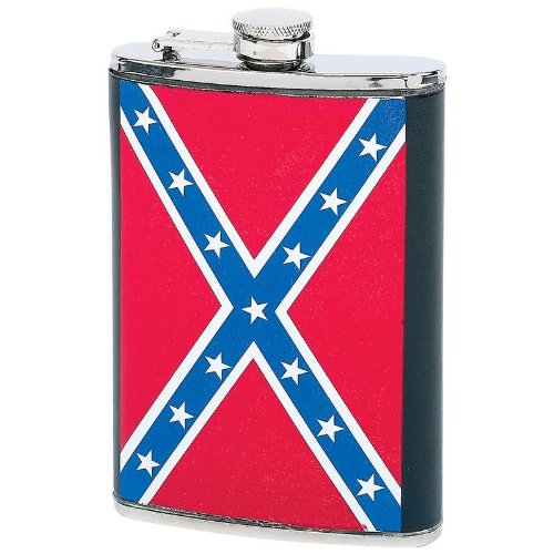 8oz Stainless Steel Flask with Rebel Flag Insert