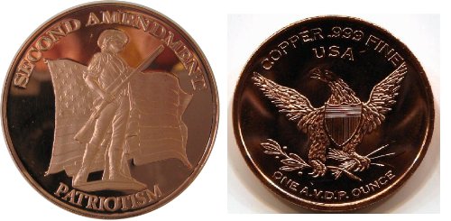 Roll of 20 2nd Amendment Rights/Patriotism Copper Rounds-image