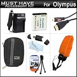 Must Have Accessory Kit For Olympus TOUGH TG-1 iHS, TG-1iHS Waterproof Digital Camera Includes Extended Replacement (1500Mah) LI-90B Battery + Ac/Dc Charger + MiCRO HDMI Cable + USB Card Reader + Deluxe Hard Case + FLOAT STRAP + Screen Protectors + More