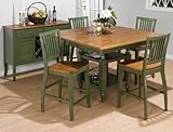 Jofran Avignon Collection - Counter Height Rectangular Table with Storage Base Dining Room Set (Antique Honey/Celery) Jofran Avignon Collection - Counter Height Rectangular Table with Storage Base Dining Room Set (Antique Honey/Celery)