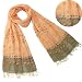 100% Cotton Embroidered Polka Dots Tassels Ends Long Scarf - Various Colors