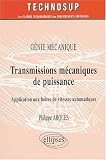 Transmissions mécaniques de puissance : Application aux boîtes de vitesses automatiques - Génie mécanique